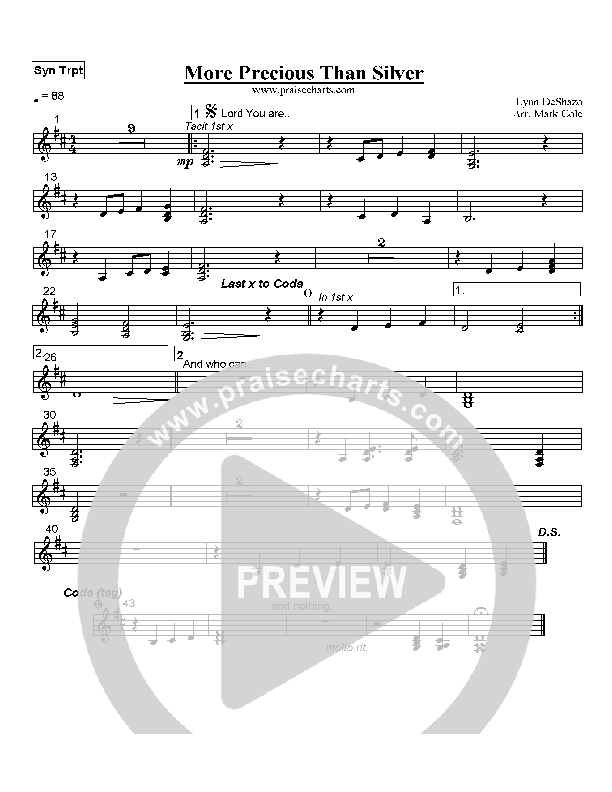 More Precious Than Silver Trumpet (Lynn DeShazo)