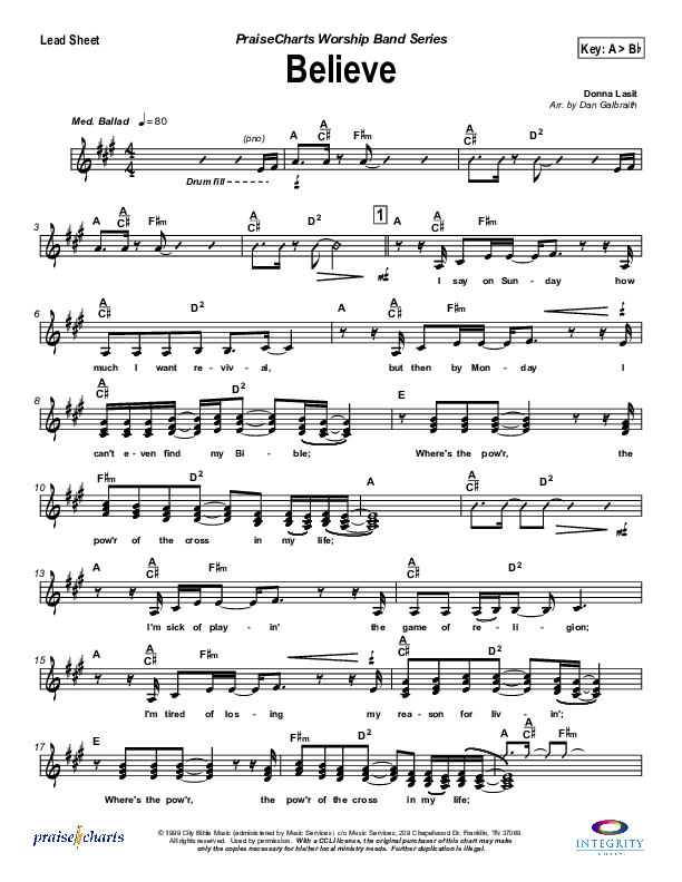Believe Lead Sheet (SAT) (Jason Breland)