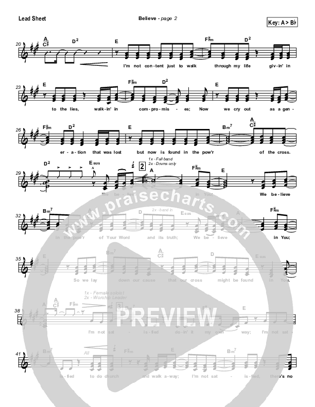 Believe Lead Sheet (SAT) (Jason Breland)