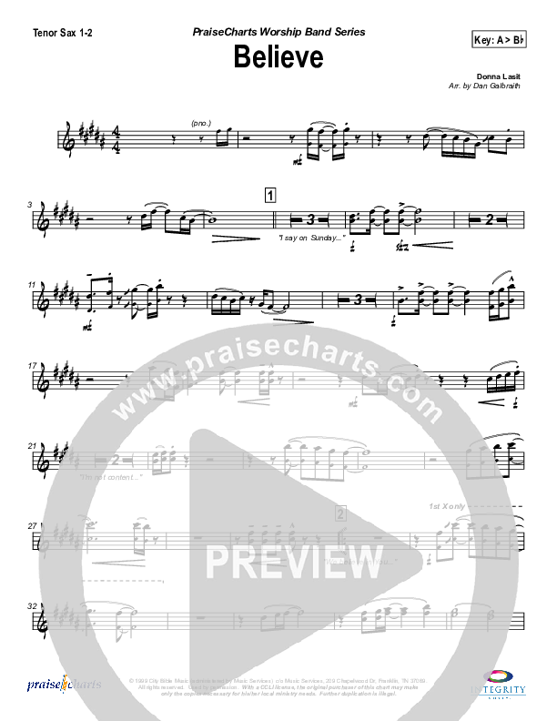 Believe Tenor Sax 1/2 (Jason Breland)