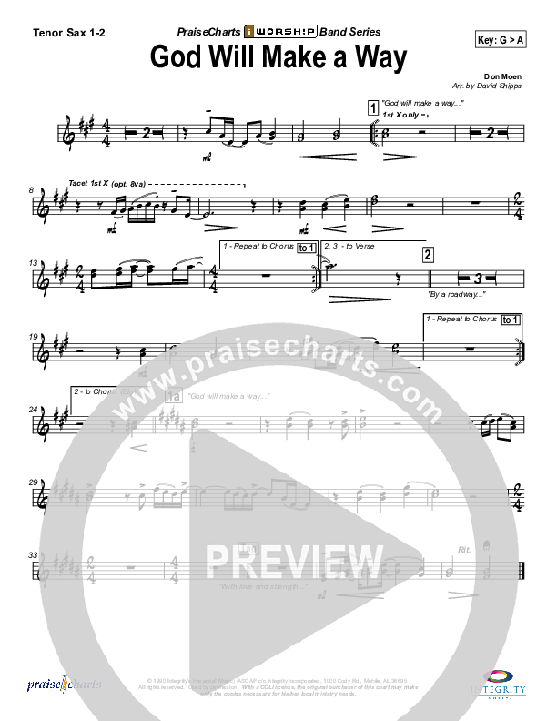 God Will Make A Way Tenor Sax 1/2 (Don Moen)