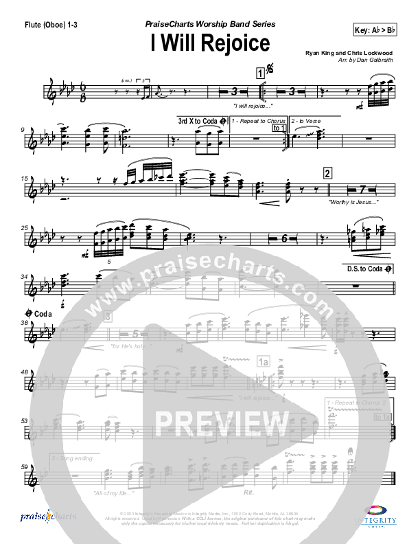 I Will Rejoice Flute/Oboe 1/2/3 (Jason Breland)