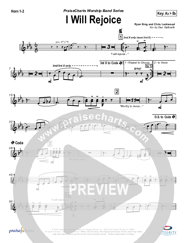 I Will Rejoice French Horn 1/2 (Jason Breland)