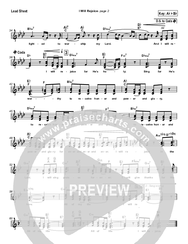 I Will Rejoice Lead Sheet (SAT) (Jason Breland)