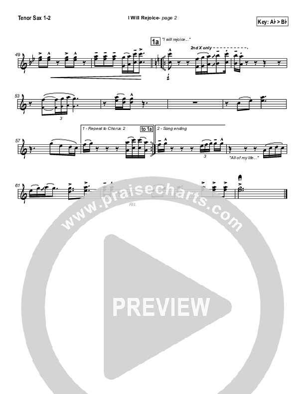 I Will Rejoice Tenor Sax 1/2 (Jason Breland)