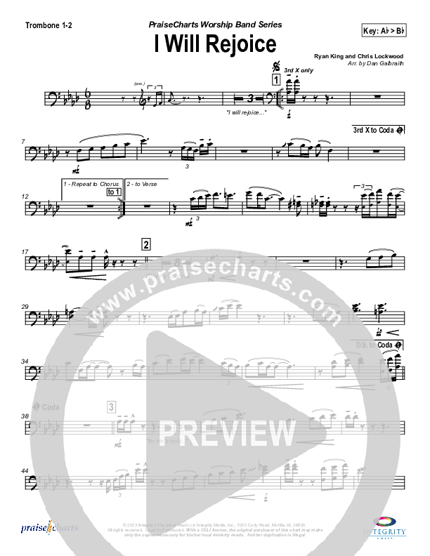 I Will Rejoice Trombone 1/2 (Jason Breland)