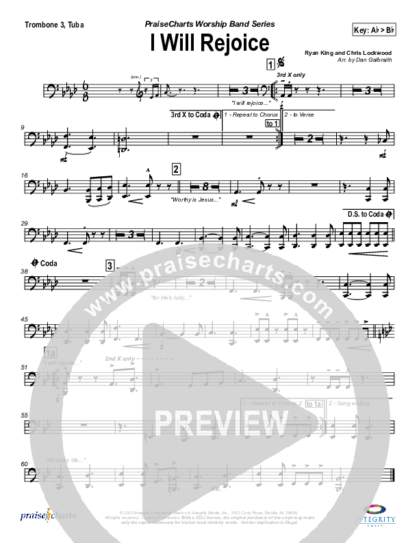 I Will Rejoice Trombone 3/Tuba (Jason Breland)