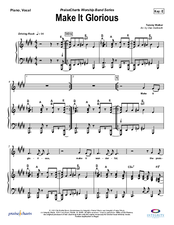 Make It Glorious Piano/Vocal (Jason Breland)
