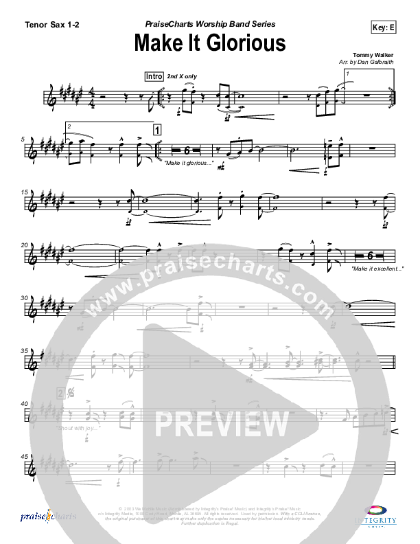 Make It Glorious Tenor Sax 1/2 (Jason Breland)