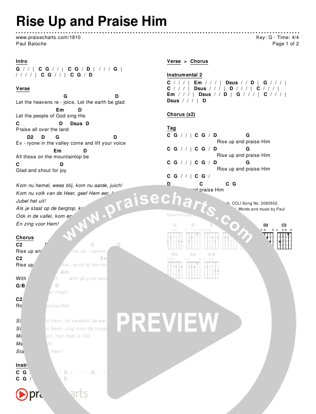 Rise Up and Praise Him Chords (Paul Baloche) - PraiseCharts