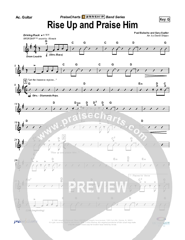 Rise Up and Praise Him Acoustic Guitar (Paul Baloche)