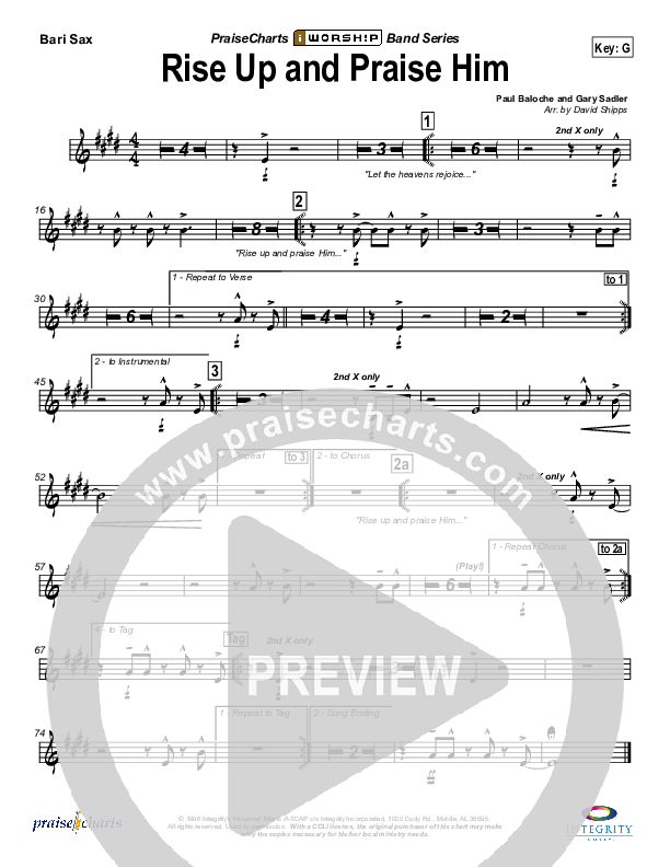 Rise Up and Praise Him Bari Sax (Paul Baloche)