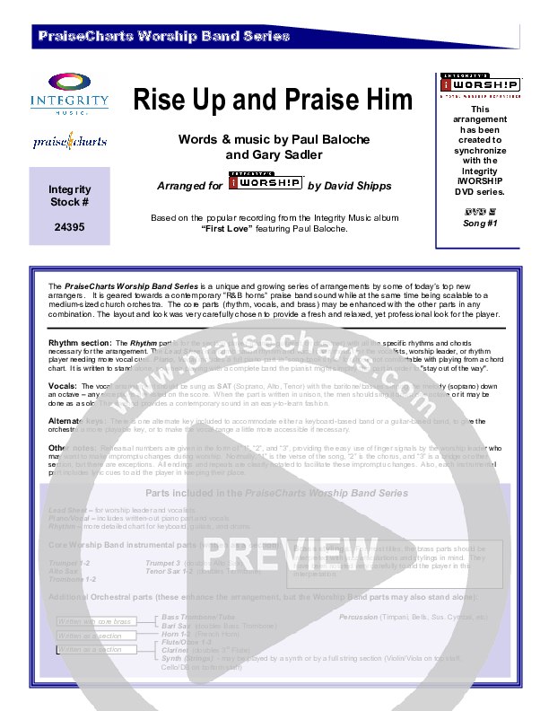 Rise Up and Praise Him Cover Sheet (Paul Baloche)