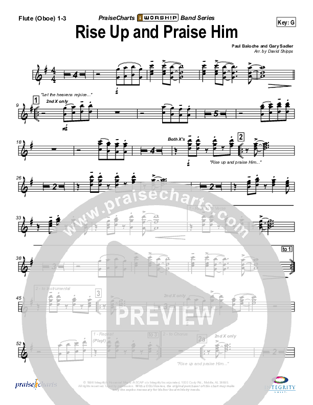 Rise Up and Praise Him Flute/Oboe 1/2/3 (Paul Baloche)
