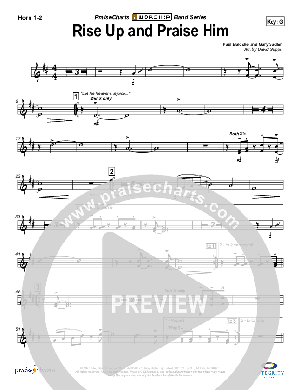 Rise Up and Praise Him French Horn 1/2 (Paul Baloche)