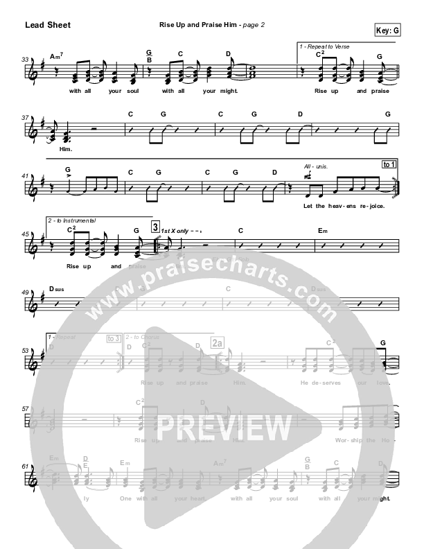 Rise Up and Praise Him Lead Sheet (Paul Baloche)