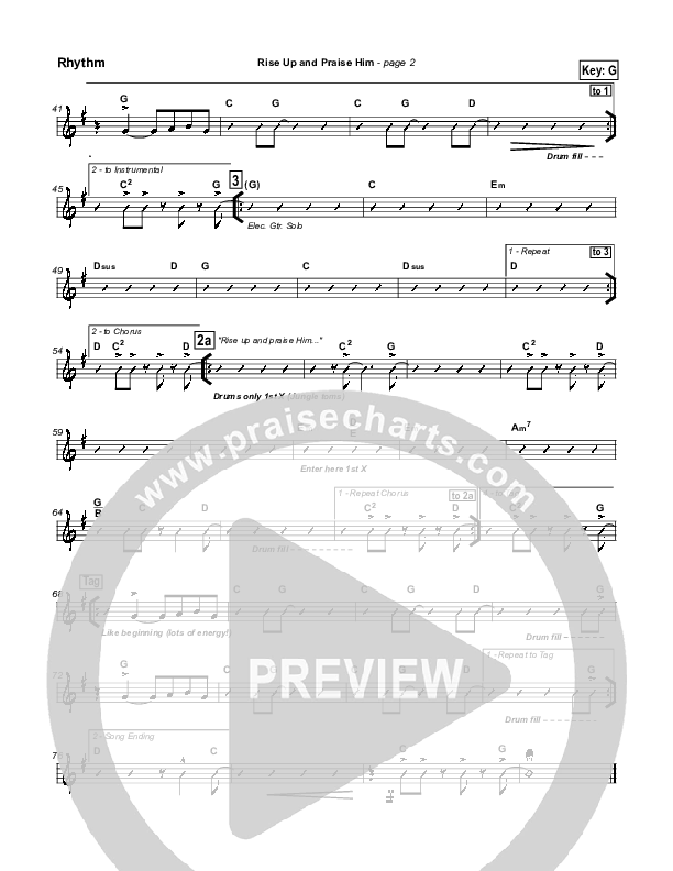 Rise Up and Praise Him Rhythm Chart (Paul Baloche)