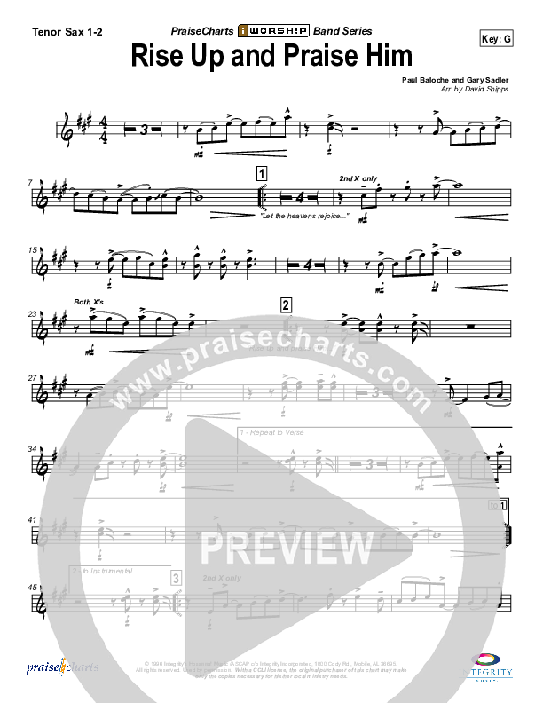 Rise Up and Praise Him Tenor Sax 1/2 (Paul Baloche)