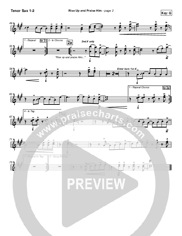 Rise Up and Praise Him Tenor Sax 1/2 (Paul Baloche)