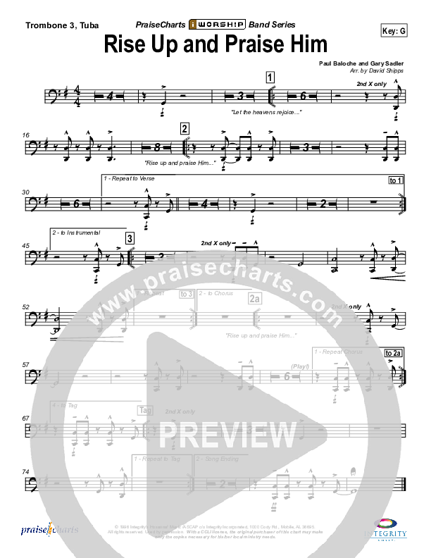 Rise Up and Praise Him Trombone 3/Tuba (Paul Baloche)