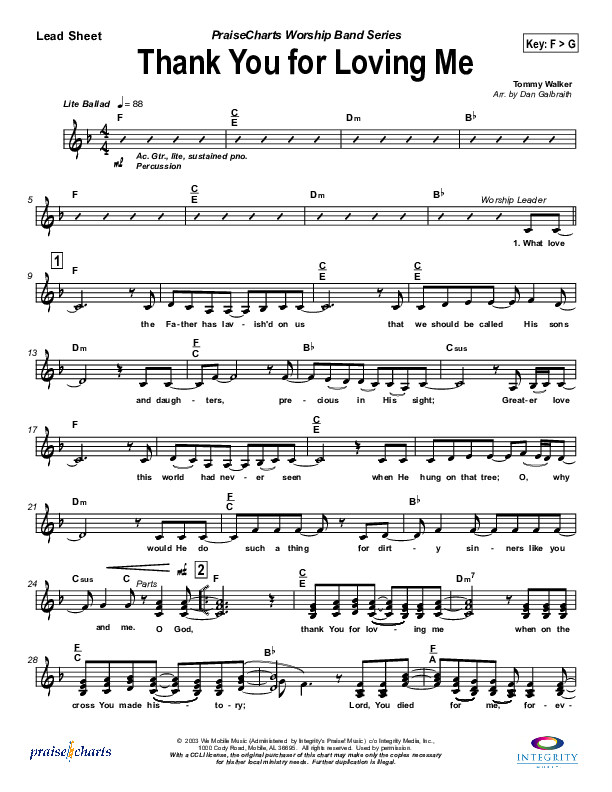 Thank You for Loving Me Lead Sheet (SAT) (Jason Breland)