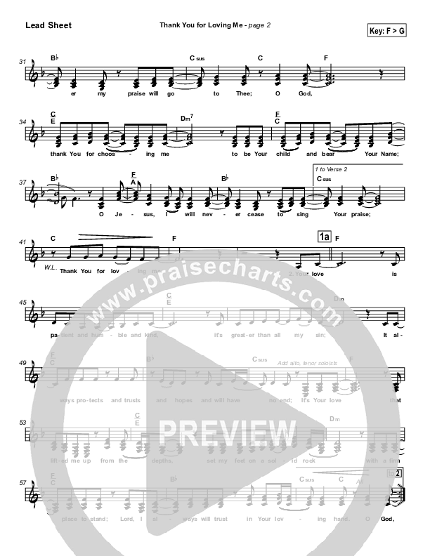 Thank You for Loving Me Lead Sheet (SAT) (Jason Breland)