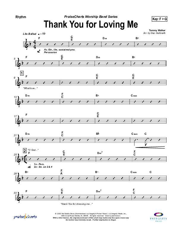 Thank You for Loving Me Rhythm Chart (Jason Breland)