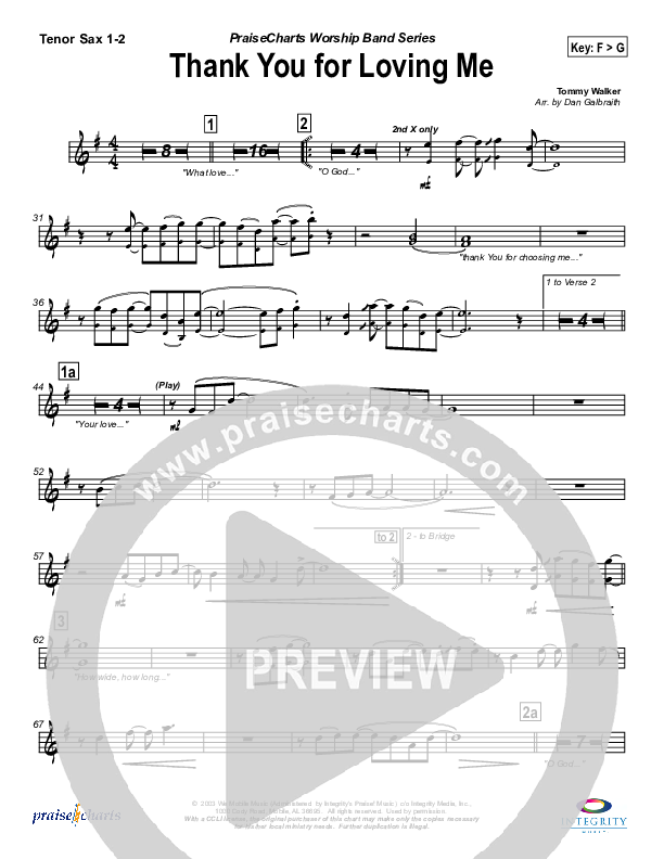 Thank You for Loving Me Tenor Sax 1/2 (Jason Breland)