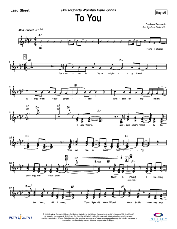 To You Lead Sheet (Jason Breland)