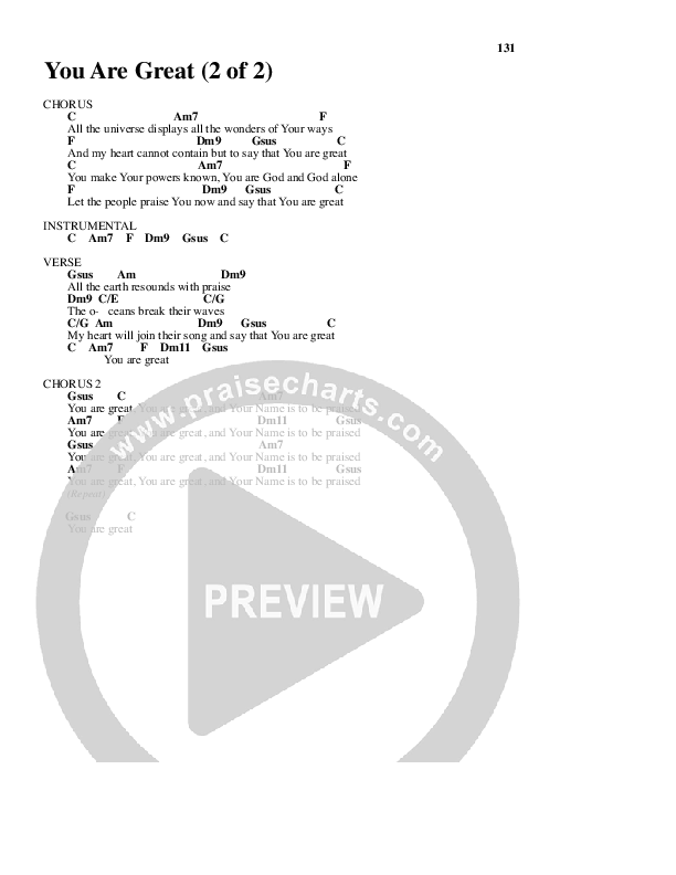 You Are Great Chord Chart (Jason Breland)