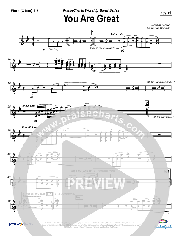 You Are Great Flute/Oboe 1/2/3 (Jason Breland)