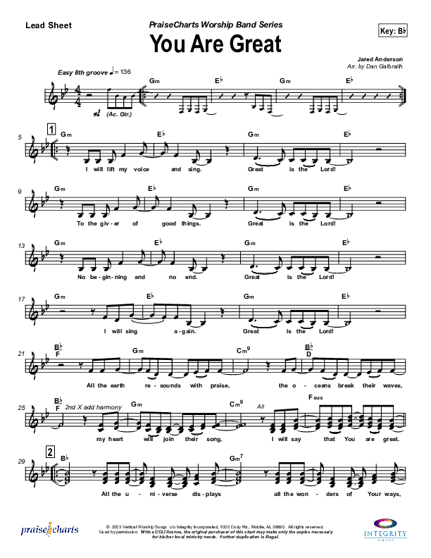 You Are Great Lead Sheet (Jason Breland)