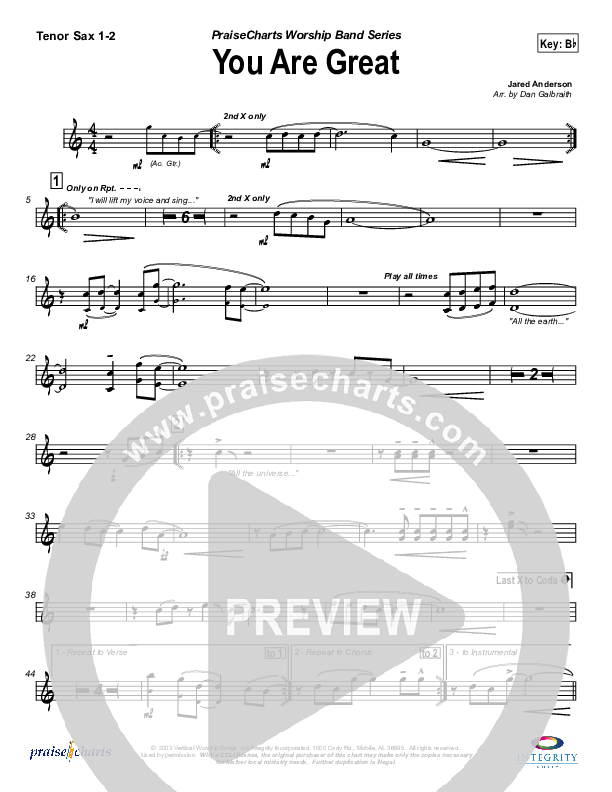 You Are Great Tenor Sax 1/2 (Jason Breland)