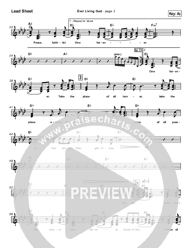 Ever Living God Lead Sheet (Hillsong Worship)