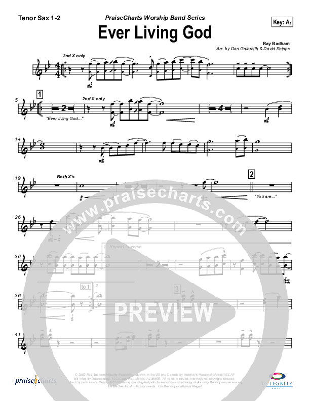 Ever Living God Tenor Sax 1/2 (Hillsong Worship)