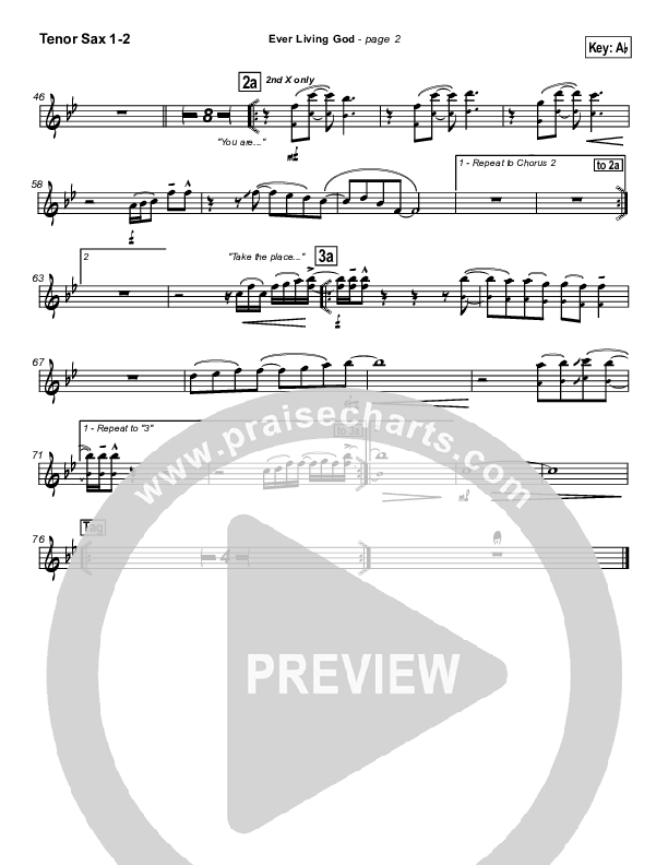 Ever Living God Tenor Sax 1/2 (Hillsong Worship)