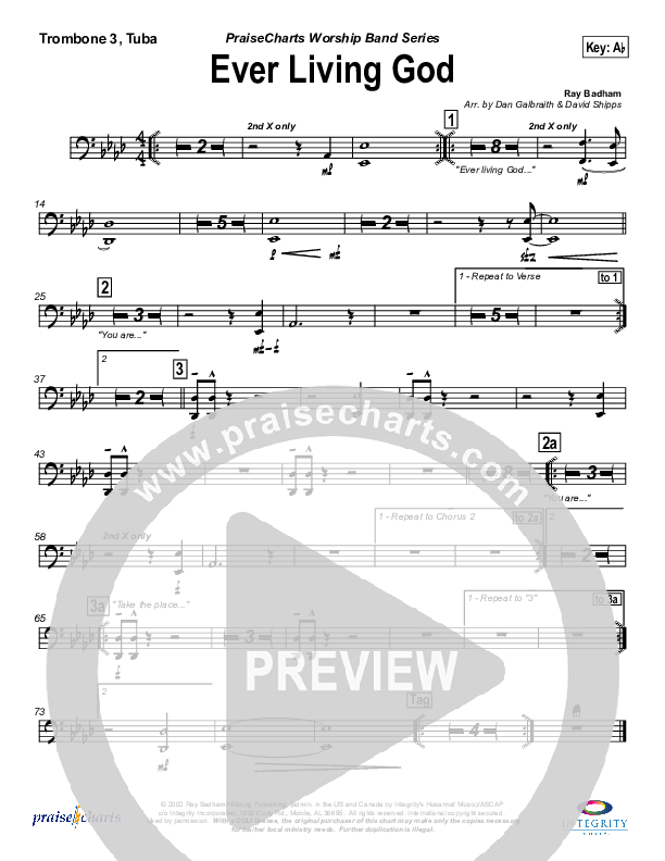 Ever Living God Trombone 3/Tuba (Hillsong Worship)