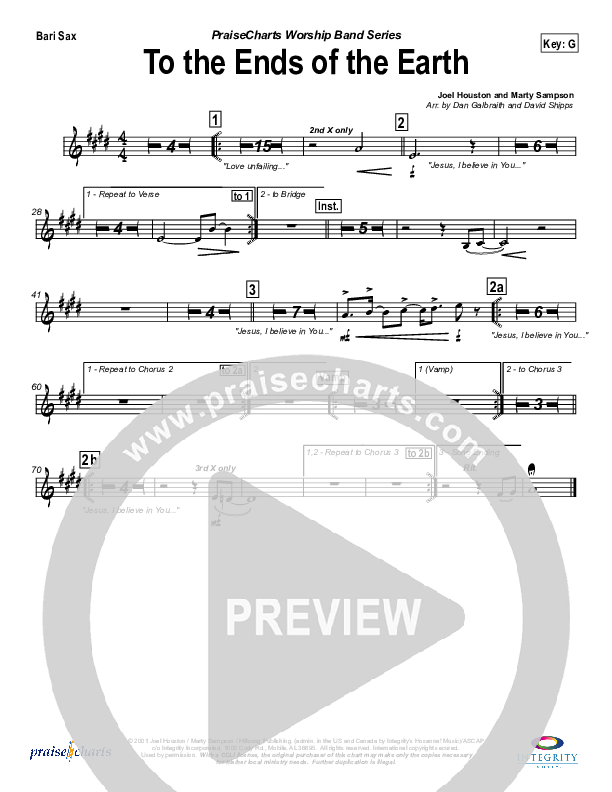 To The Ends Of The Earth Bari Sax (Hillsong Worship)
