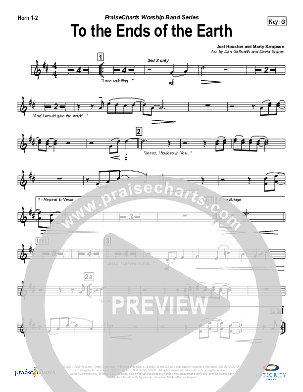 To The Ends Of The Earth French Horn 1/2 (Hillsong Worship)