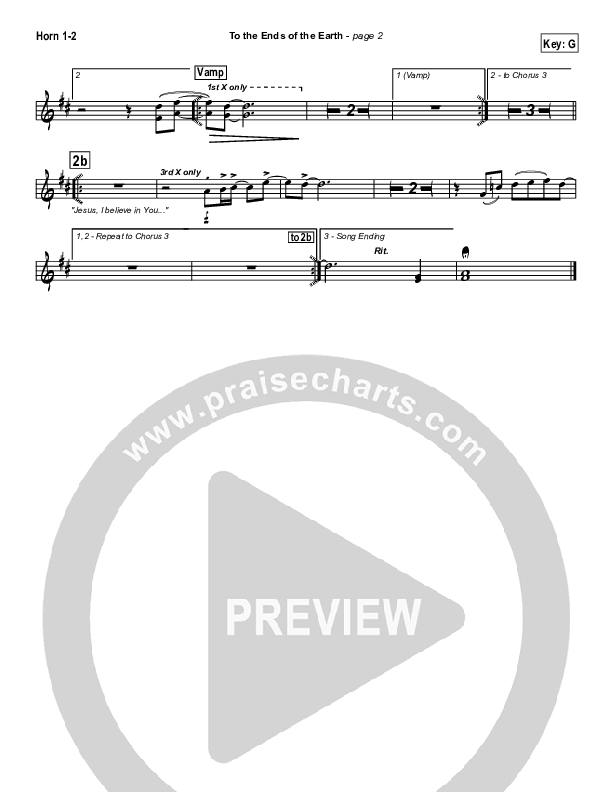 To The Ends Of The Earth French Horn 1/2 (Hillsong Worship)