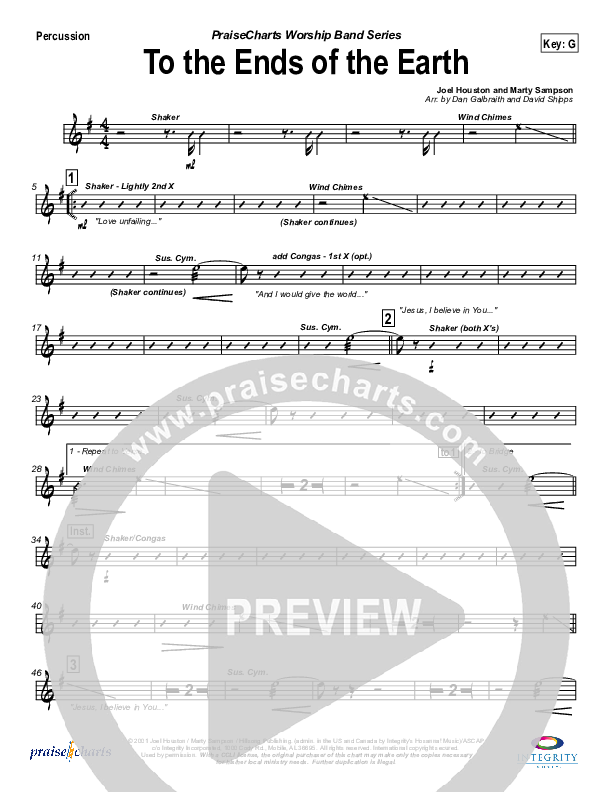 To The Ends Of The Earth Percussion (Hillsong Worship)