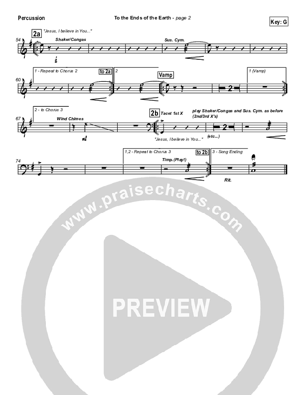 To The Ends Of The Earth Percussion (Hillsong Worship)