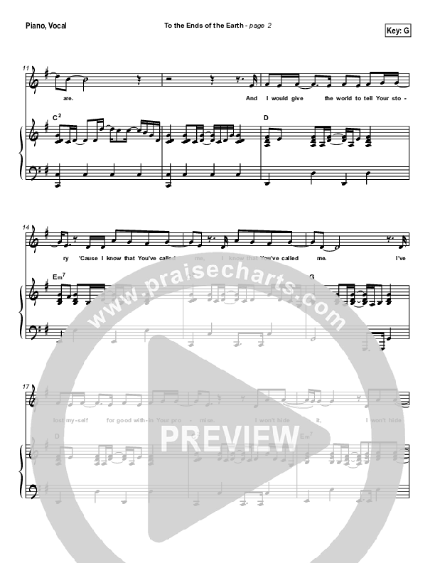 To The Ends Of The Earth Piano/Vocal Pack (Hillsong Worship)