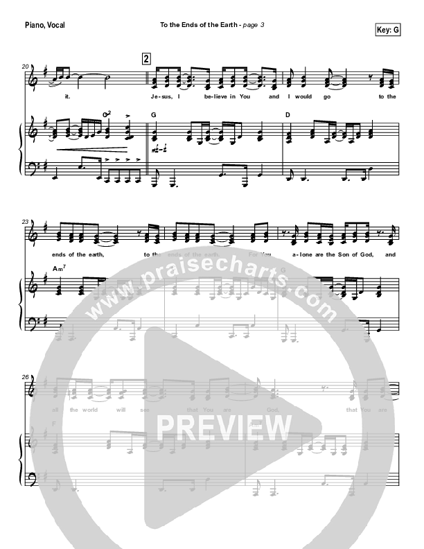 To The Ends Of The Earth Piano/Vocal Pack (Hillsong Worship)