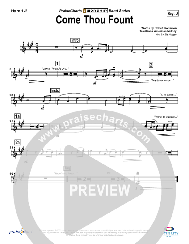 Come Thou Fount Of Every Blessing French Horn 1/2 (Bob Fitts)