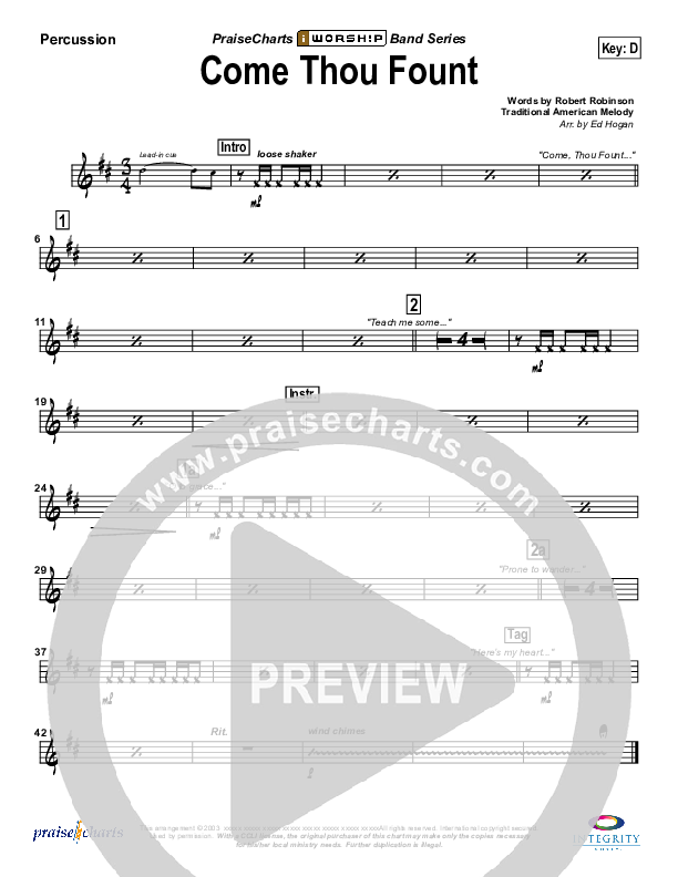 Come Thou Fount Of Every Blessing Percussion (Bob Fitts)