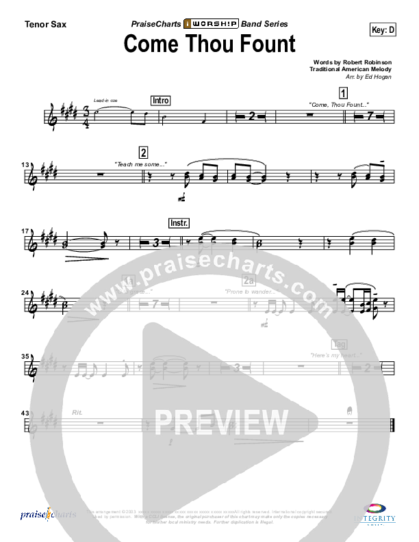 Come Thou Fount Of Every Blessing Tenor Sax 2 (Bob Fitts)