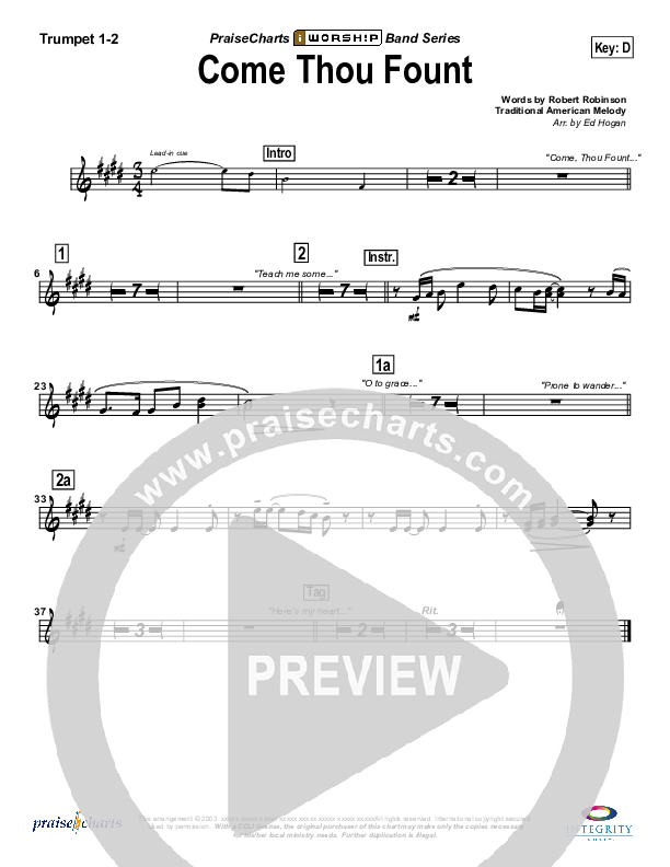 Come Thou Fount Of Every Blessing Trumpet 1,2 (Bob Fitts)