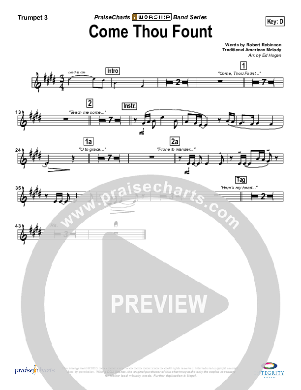 Come Thou Fount Of Every Blessing Trumpet 3 (Bob Fitts)