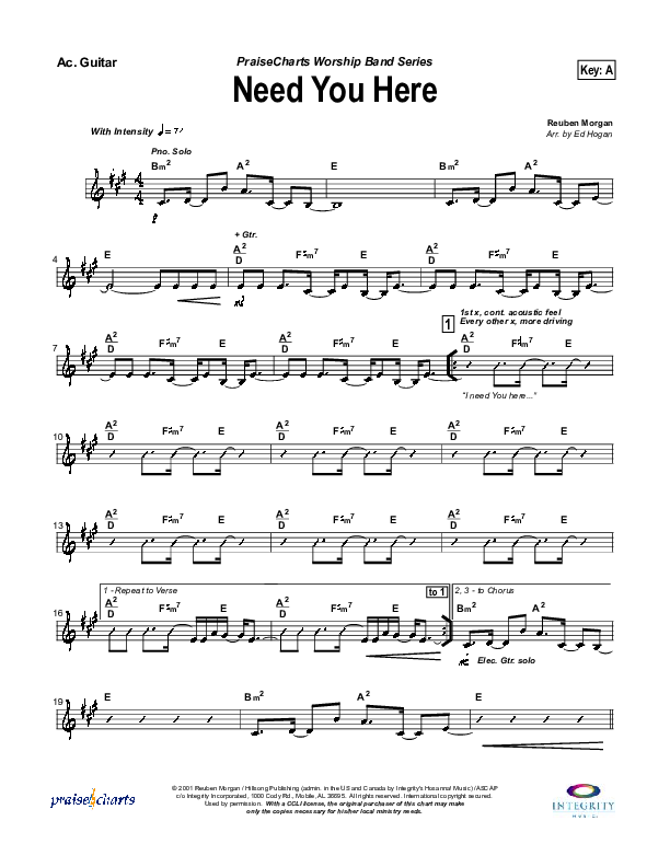 Need You Here Acoustic Guitar (Hillsong Worship)